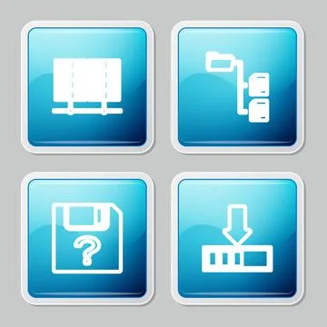 Set line Server, Data, Web Hosting, Folder tree, Unknown document and Loading Illustrazione stock