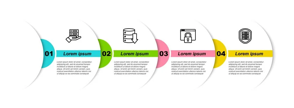 Set line Server, Data, Web Hosting, , Secure your site with HTTPS, SSL and Illustration