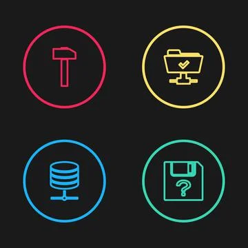 Set line Server, Data, Web Hosting, Unknown document, FTP operation successful 库存插图