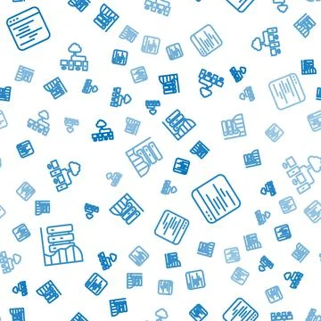 Set line Server, Data, Web Hosting, Software and Computer network on seamless Illustrazione stock