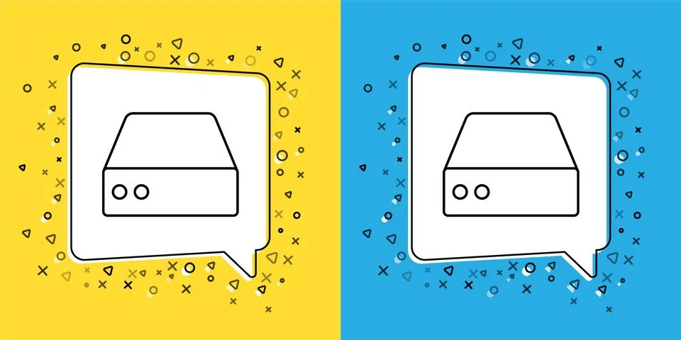 Set line Server, Data, Web Hosting icon isolated on yellow and blue background 스톡 일러스트