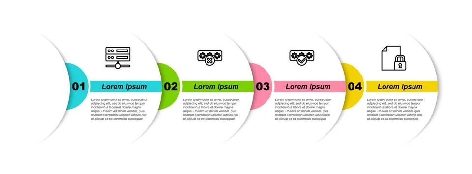 Set line Server, Data, Web Hosting, Password protection, and Document and lock イラスト素材