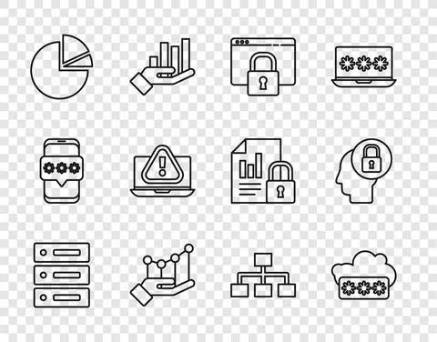 Set line Server, Data, Web Hosting, Password protection, Secure your site with Ilustración de archivo