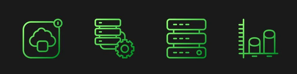 Set line Server, Data, Web Hosting, Cloud technology data transfer, and gear and Illustrazione stock