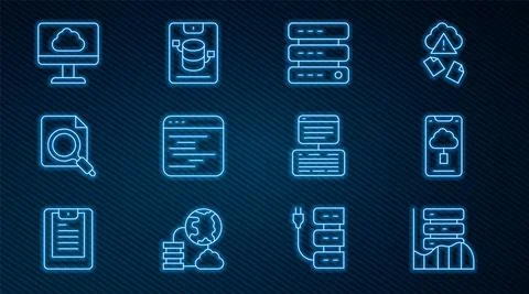 Set line Server, Data, Web Hosting, Cloud technology data transfer, Software Illustrazione stock