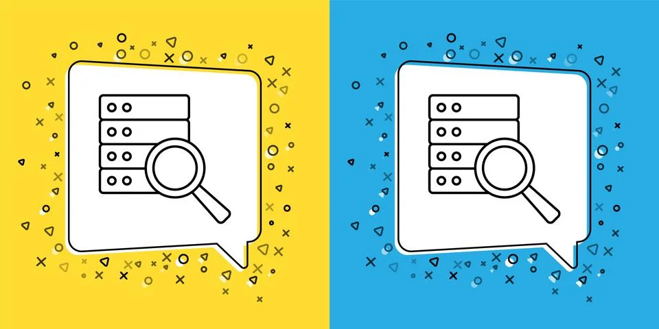 Set line Server, Data, Web Hosting icon isolated on yellow and blue background 스톡 일러스트