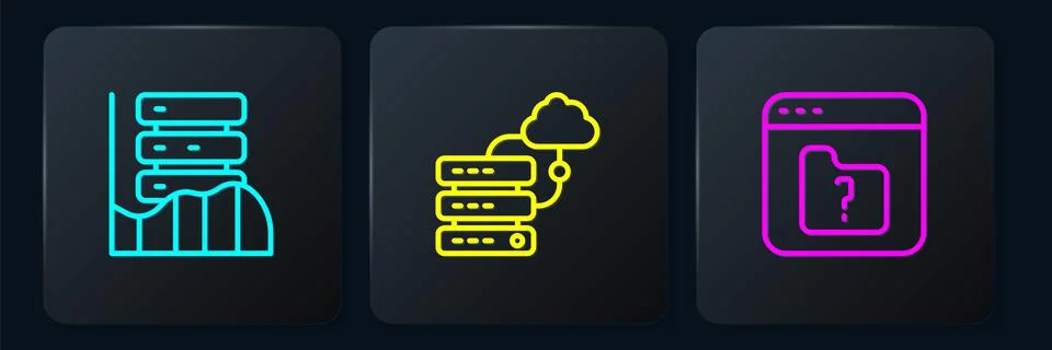 Set line Server, Data, Web Hosting, File missing and Network cloud connection Illustrazione stock