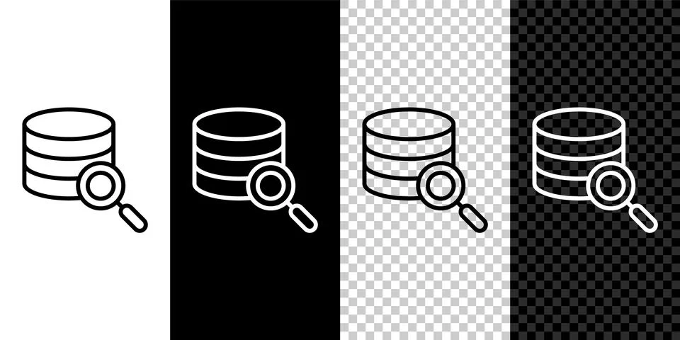 Set line Server, Data, Web Hosting icon isolated on black and white, transparent Stock Illustration