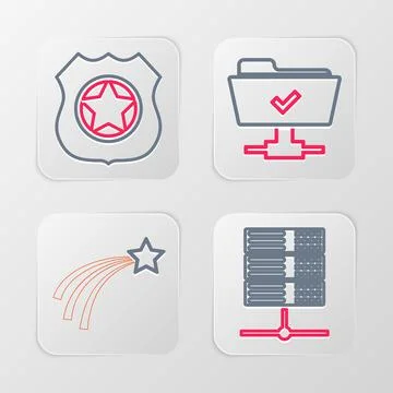 Set line Server, Data, Web Hosting, Falling star, FTP operation successful and 스톡 일러스트