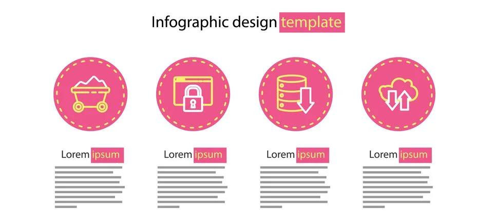 Set line Server, Data, Web Hosting, Cloud download and upload, Secure your site Stock Illustration