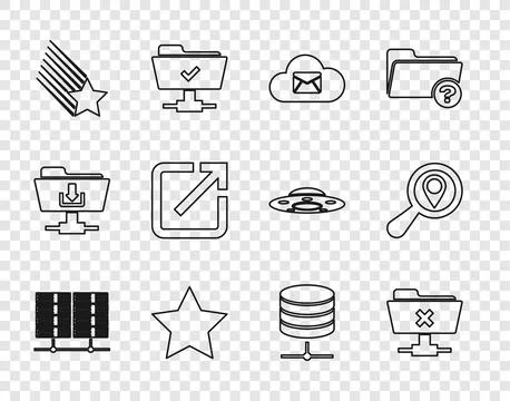 Set line Server, Data, Web Hosting, FTP cancel operation, Cloud mail server,  Stock Illustration