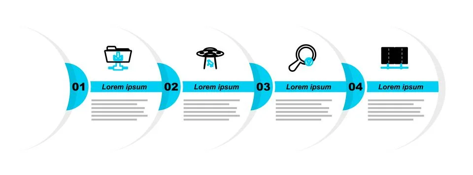 Set line Server, Data, Web Hosting, Search location, UFO abducts cow and FTP  イラスト素材