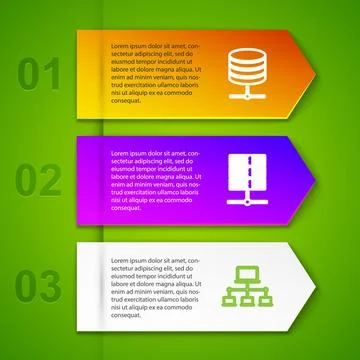 Set line Server, Data, Web Hosting, , Computer network and Moon and stars 스톡 일러스트