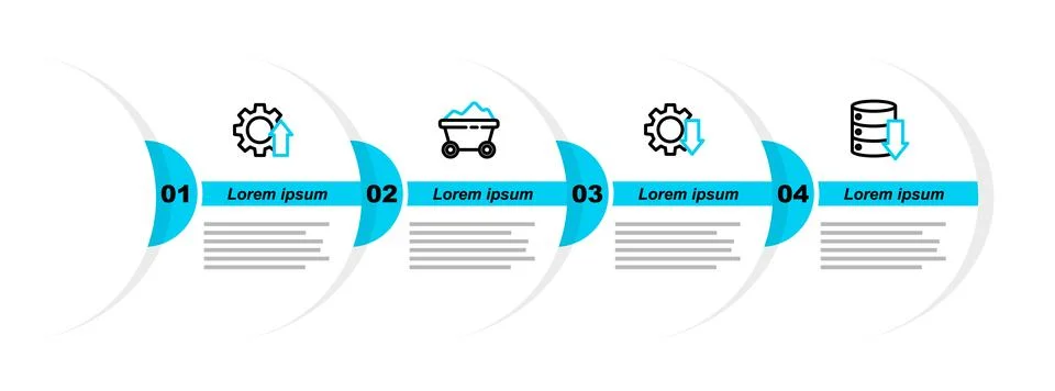 Set line Server, Data, Web Hosting, Cost reduction, Coal mine trolley and Arrow Stock Illustration