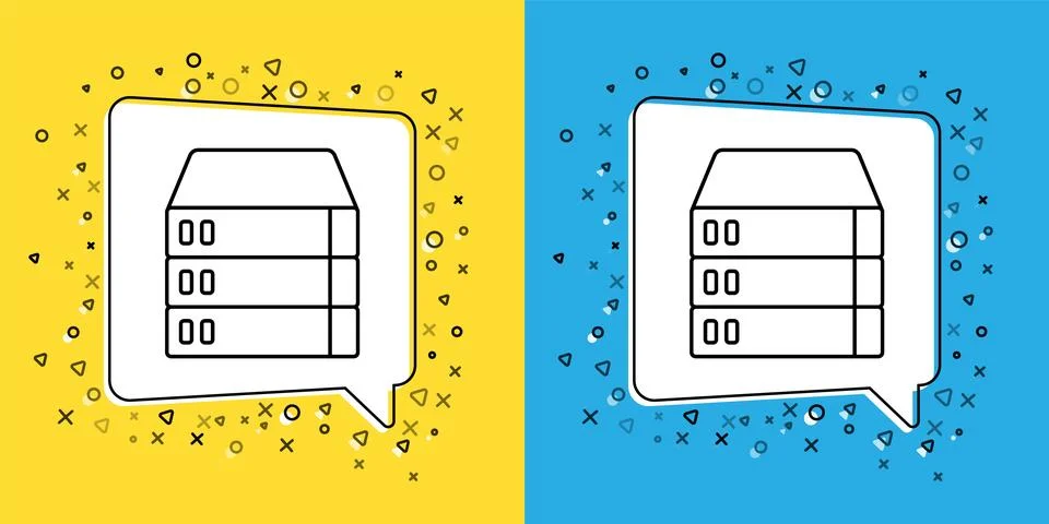 Set line Server, Data, Web Hosting icon isolated on yellow and blue background Illustrazione stock
