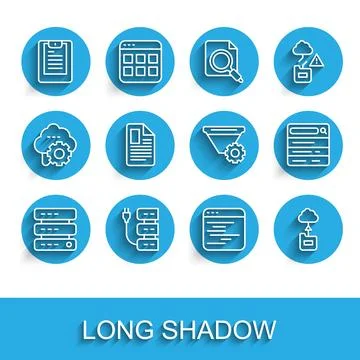 Set line Server, Data, Web Hosting, report, Software, Cloud technology data Illustrazione stock