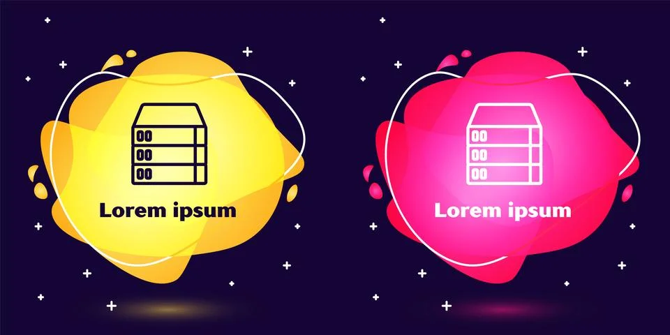 Set line Server, Data, Web Hosting icon isolated on blue background. Abstract Stock Illustration