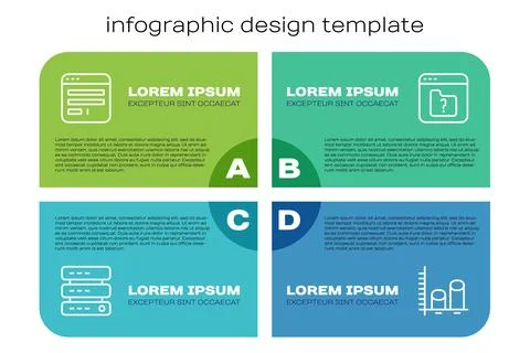 Set line Server, Data, Web Hosting, Browser window, analysis and File missi.. Stock Illustration
