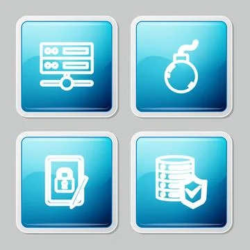 Set line Server, Data, Web Hosting, Bomb ready to explode, Tablet with clos.. Stock Illustration