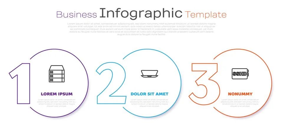 Set line Server, Data, Web Hosting, Laptop and SSHD card. Business infograp.. Illustrazione stock
