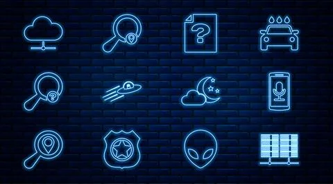 Set line Server, Data, Web Hosting, Mobile recording, Unknown document, UFO.. Stockillustratie