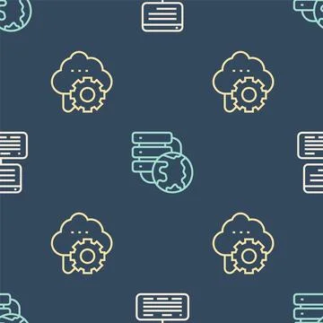 Set line Server, Data, Web Hosting, Cloud technology data transfer and Netw.. 库存插图