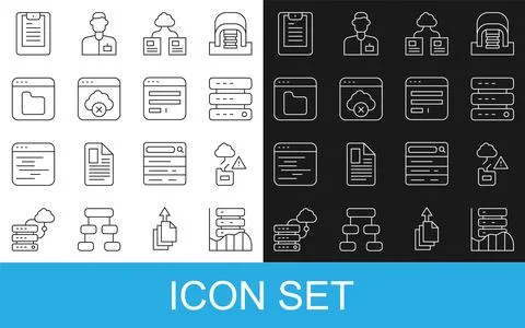 Set line Server, Data, Web Hosting, Cloud technology data transfer, Failed .. Stock Illustration