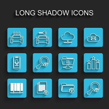 Set line Server, Data, Web Hosting, Unknown document, Car wash, directory, .. Illustrazione stock