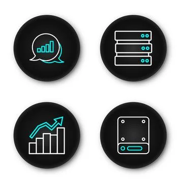 Set line Server, Financial growth,  and Pie chart infographic icon. Vector 스톡 일러스트