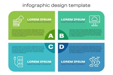 Set line Server, Network cloud connection, Data stream and Cloud technology data Stock Illustration