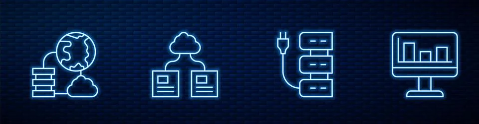 Set line Server, Network cloud connection, Cloud technology data transfer a.. Stock Illustration