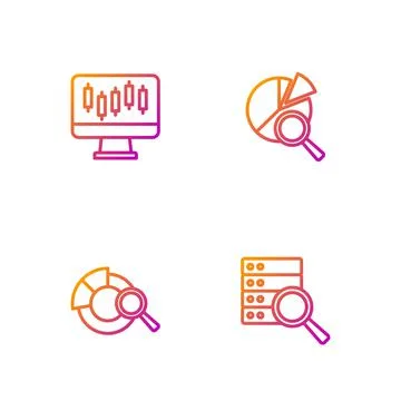 Set line Server, Search data analysis, Stocks market growth graphs and イラスト素材