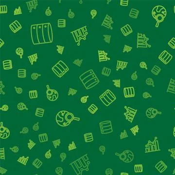 Set line Server, Search globe and Pie chart infographic on seamless pattern.. 스톡 일러스트