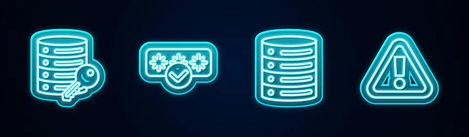 Set line Server security with key, Password protection, Server, Data, Web H.. Stock Illustration