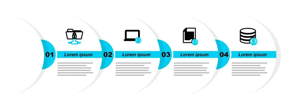 Set line Server security with lock, Document and, Laptop and FTP folder ico.. Stock Illustration