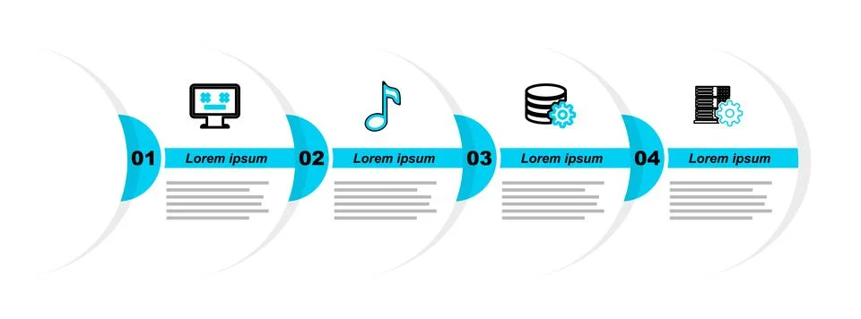 Set line Server setting, Setting database server, Music note, tone and Dead.. 스톡 일러스트