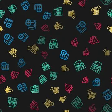 Set line Server with shield, Document and lock, Server, Data, Web Hosting and イラスト素材