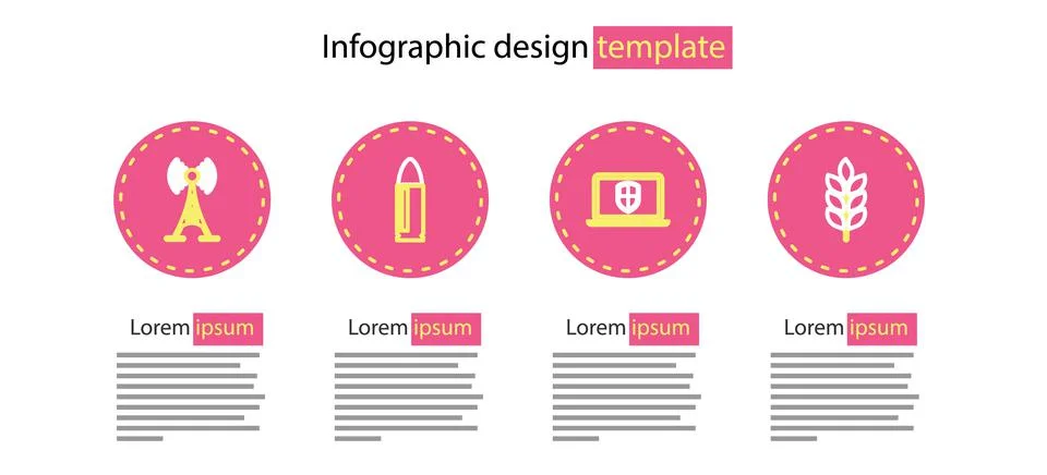 Set line Server with shield, Lightning bolt, Key and Antenna icon. Vector Stock Illustration
