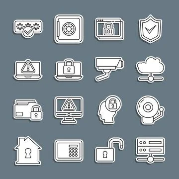 Set line Server, Web Hosting, Ringing alarm bell, Network cloud connection,.. イラスト素材