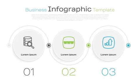 Set line Server, Website template and Financial growth. Business infographic イラスト素材