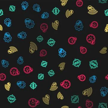Set line Setting 5G network, ,  and Digital speed meter on seamless pattern.  イラスト素材