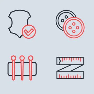 Set line Sewing button for clothes, Needle sewing, Tape measure and Leather.. Stock Illustration