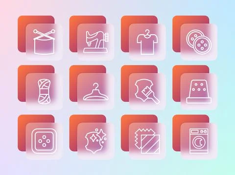 Set line Sewing button for clothes, Leather, Layers clothing textile, Hange.. Illustrazione stock