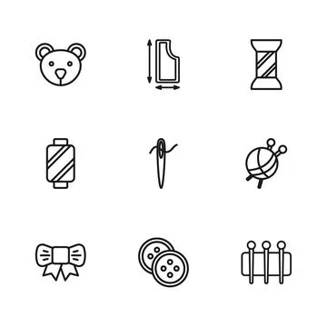 Set line Sewing button for clothes, Yarn ball with knitting needles, Needle.. イラスト素材