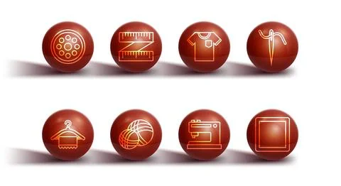 Set line Sewing button, Hanger wardrobe, Needle for sewing with thread, machine Stock Illustration