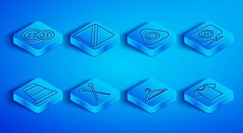 Set line Sewing button, Pattern, chalk, Knitting needles, Hanger wardrobe, .. Stock Illustration