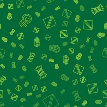 Set line Sewing button, thread and Pattern on seamless pattern. Vector Stock Illustration
