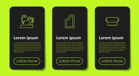 Set line Sewing machine, pattern and Textile fabric roll. Business infographic イラスト素材