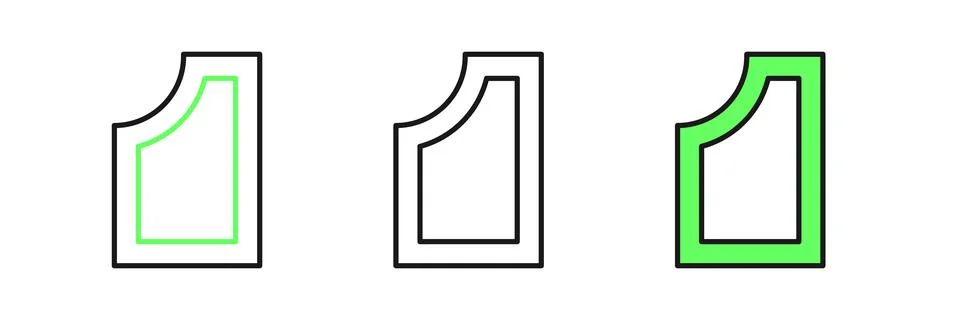 Set line Sewing pattern icon isolated on white background. Markings for sew.. Stock Illustration