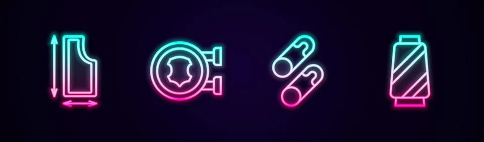 Set line Sewing pattern, Leather, Closed steel safety pin and thread on spool イラスト素材